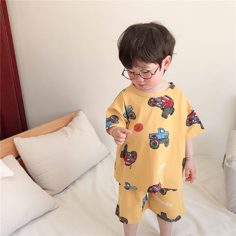Summer Thin Boys And Girls Half-Sleeved Home Service Suits, Baby Air-Conditioning Suits