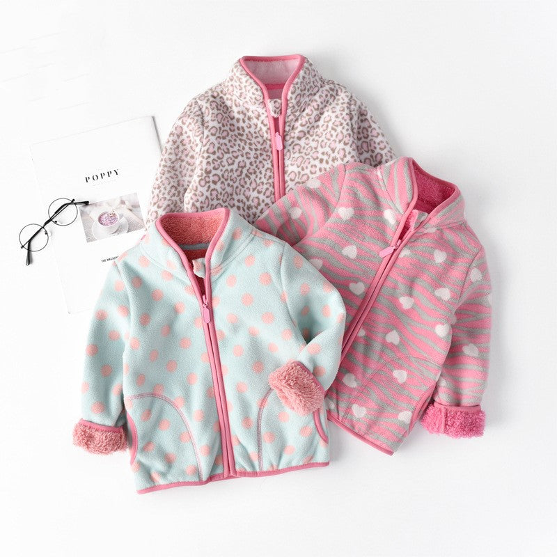 New velvet padded girls thermal fleece jacket