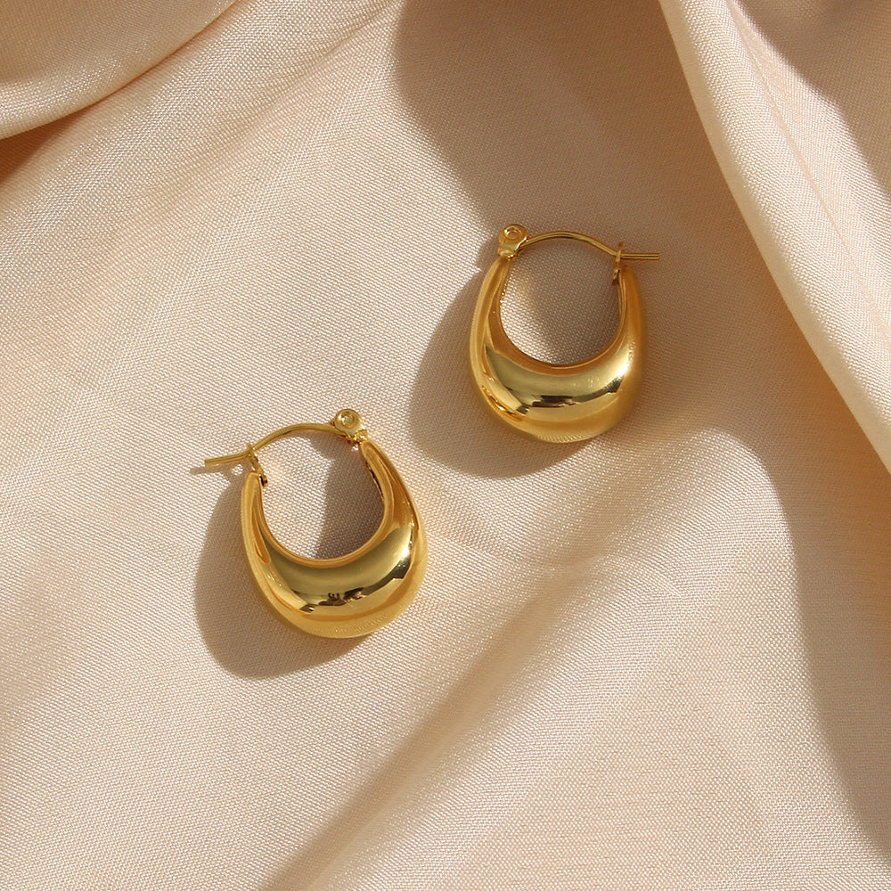 New Stainless Steel Hollow Glossy Thick U-shaped Earrings