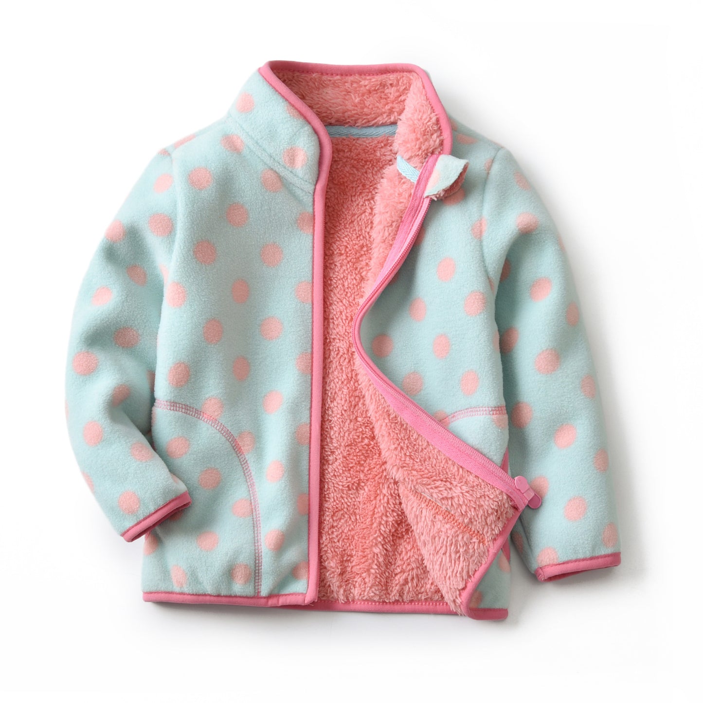 New velvet padded girls thermal fleece jacket