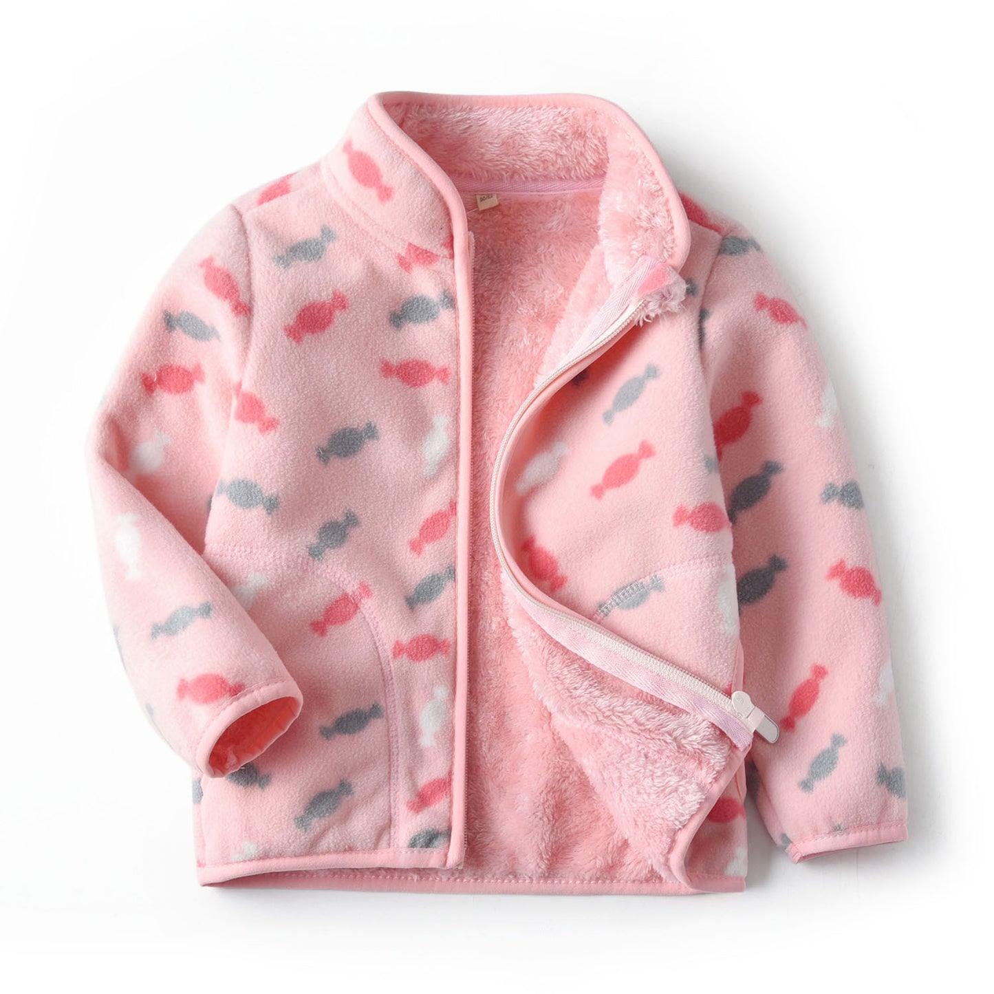 New velvet padded girls thermal fleece jacket