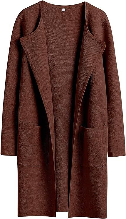 Women's Woolen Coat With Pockets Autumn And Winter Temperament Slim Fit Mid Length Jacket Comfortable Casual Lapel Coats