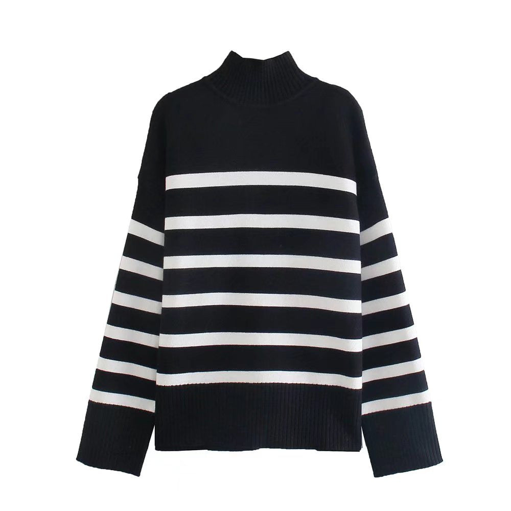 Women's Fashion Casual Striped Knit Sweater