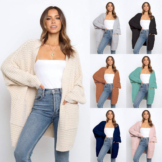 Loose knit plus size sweater women jacket