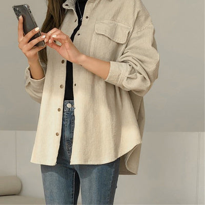 Corduroy shirt women's coat