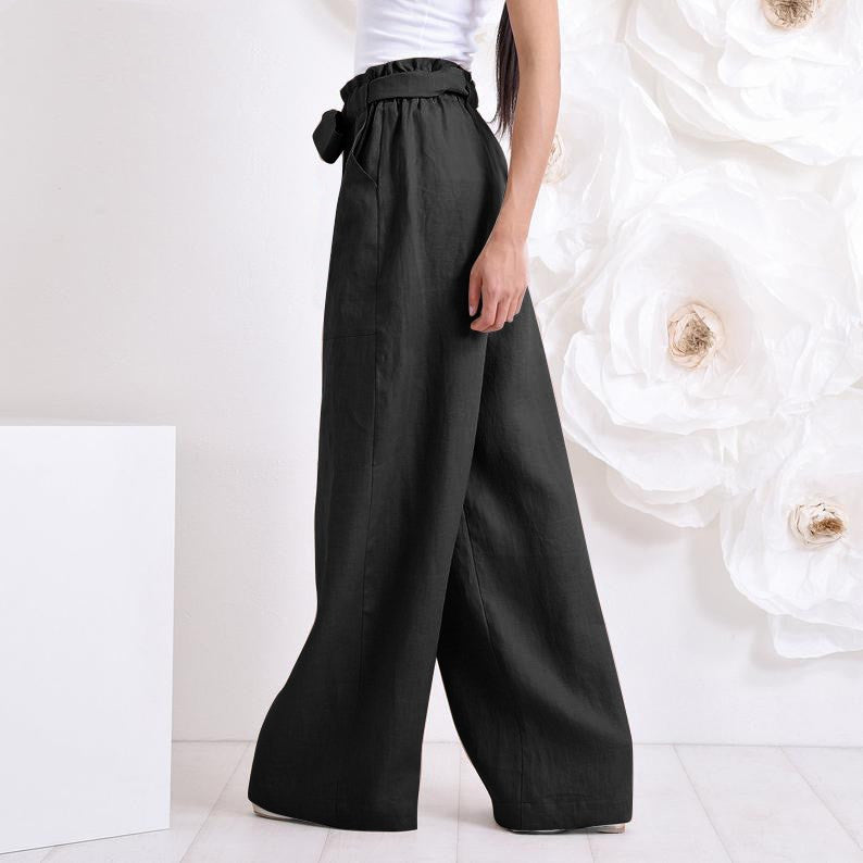 Women Pants Vintege Elastic Waist Long Pants Trousers