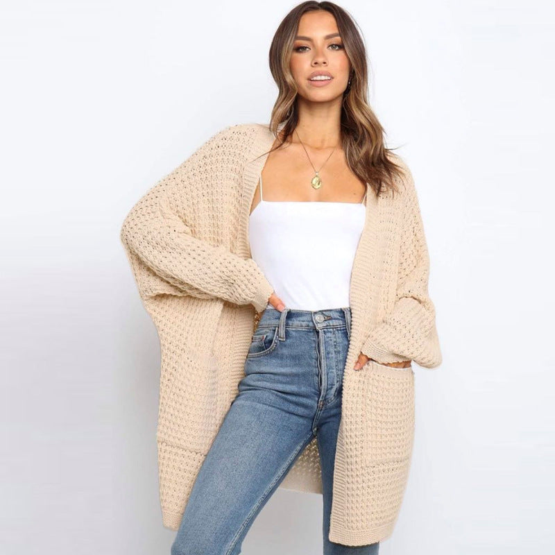 Loose knit plus size sweater women jacket