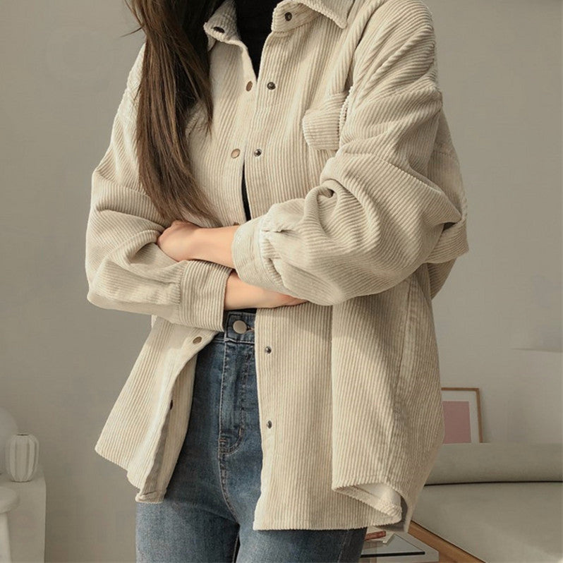 Corduroy shirt women's coat