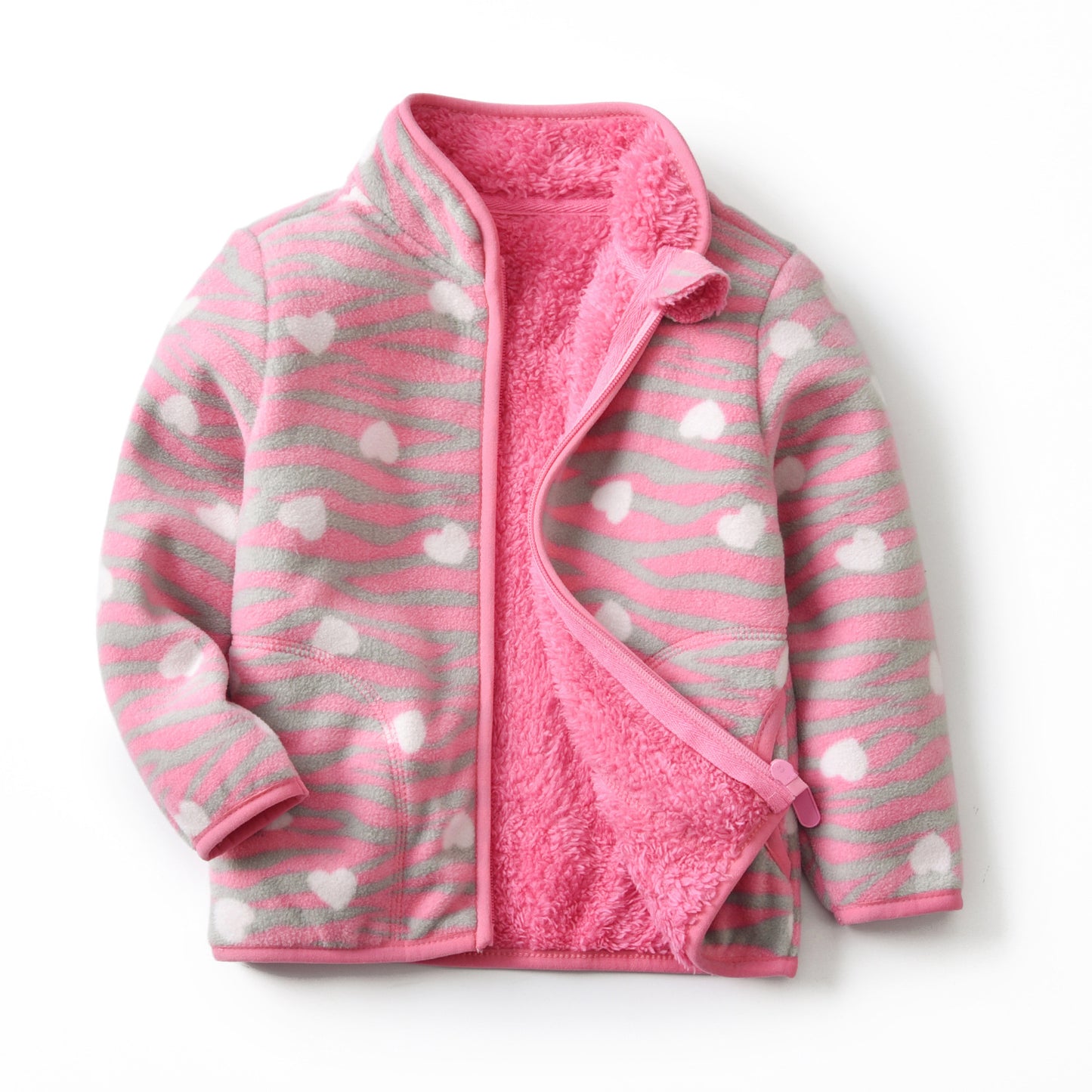 New velvet padded girls thermal fleece jacket