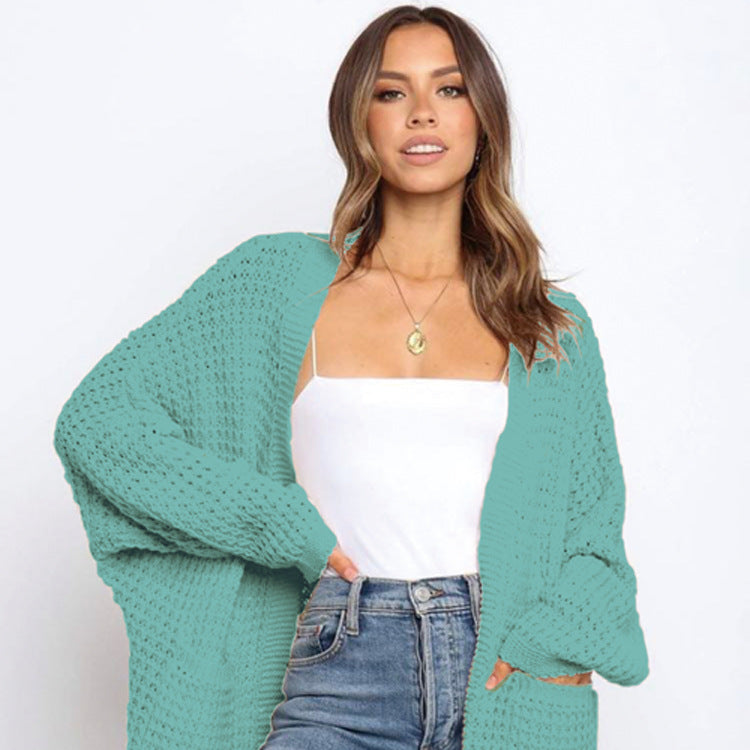 Loose knit plus size sweater women jacket