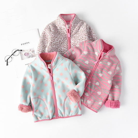 New velvet padded girls thermal fleece jacket