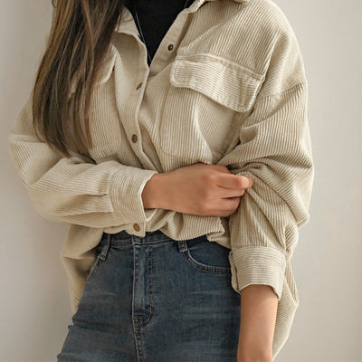 Corduroy shirt women's coat