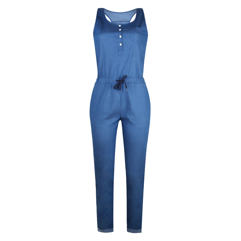 Denim Sleeveless Jumpsuit