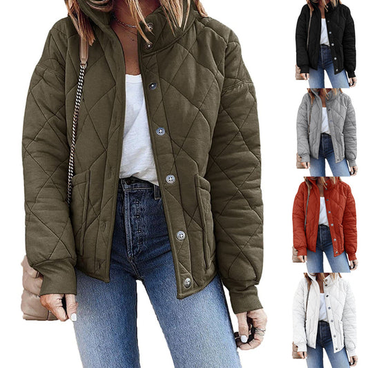 Women's Quilted Jacket Long Sleeve Spring Autumn Thin Casual