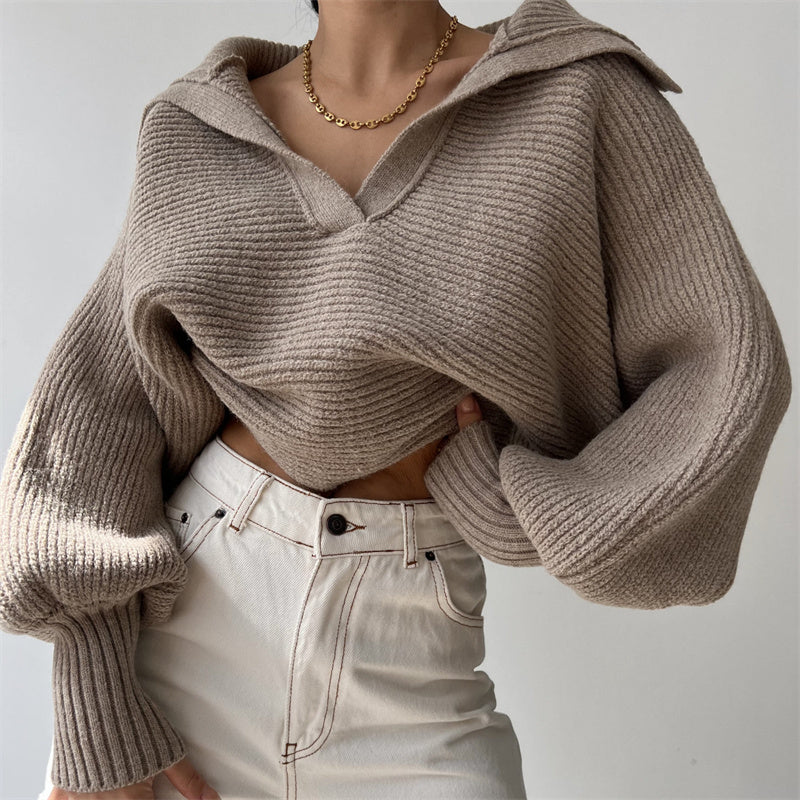 Spring And Autumn New Lapel Pullover Women's Sweater