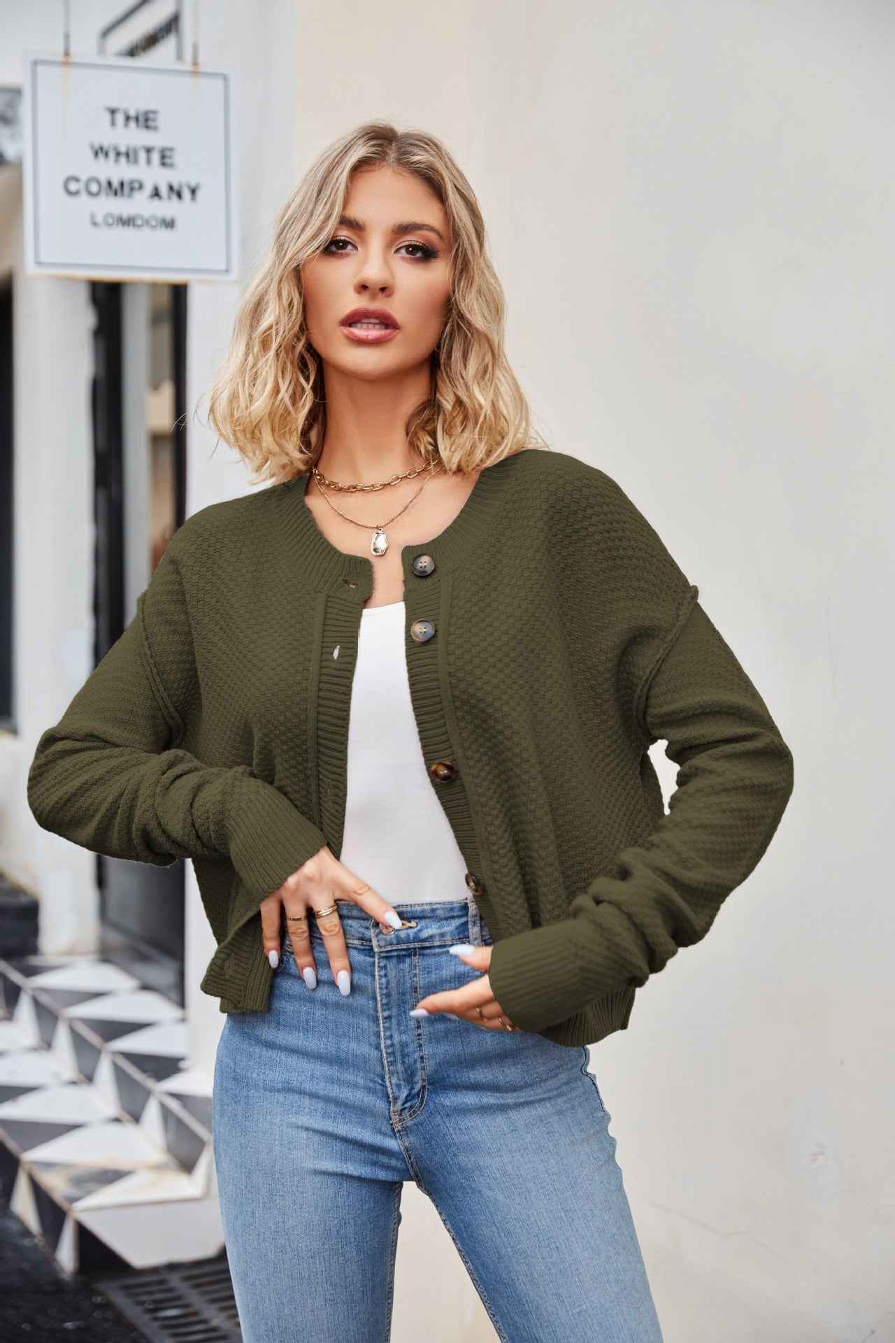 Women's Fashion Loose Retro Single Row Button Coat