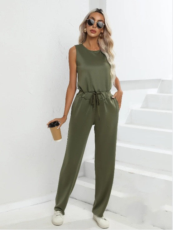 Women's Sleeveless Slimming Lace-up Jumpsuit